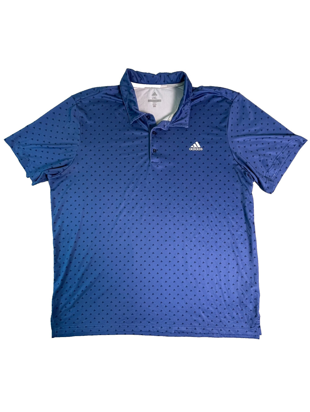 Adidas Golf Polo Shirt Mens 2XL Blue Mini Logo Print Performance Stretch Active